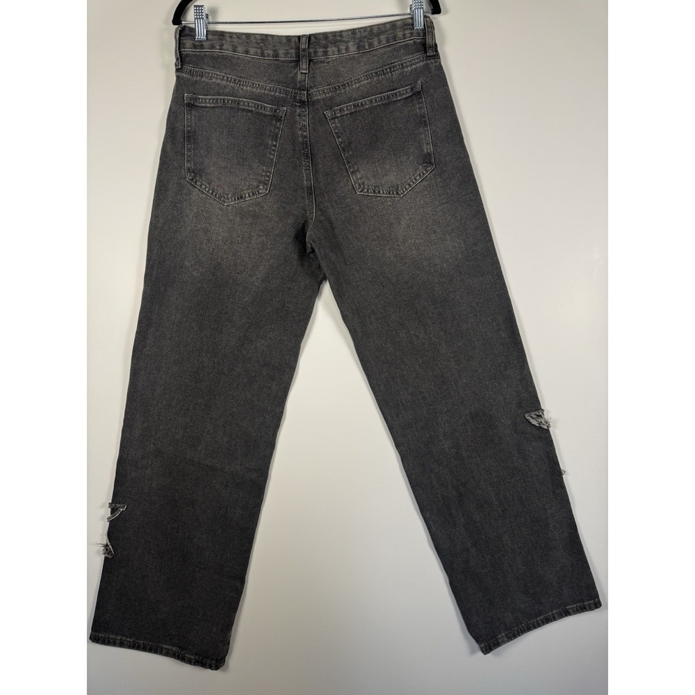 Womens Jeans Black Baggy Wide Leg Distressed Wash Star NWT Size 7/28 Y2K Grunge - Picture 2 of 16